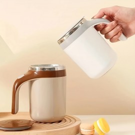 Copo de viagem com agitação automática magnética - Carregamento USB, Adequado para Vários Líquidos, Ótimo para Café, Leite, Chocolate, Mocha - (Branco, Café) Copo de Café Portátil | Recipiente de Bebidas de Moda 2 Peças (Incluindo Copo e Cabo de Carregame