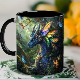 1peça Caneca de café de cerâmica de arte de dragão, 11oz Copo de porcelana para café, chá, leite, água, cerveja - Ideal para Ano Novo, Natal, Páscoa, Dia dos Namorados, Aniversário, Presentes de Escritório