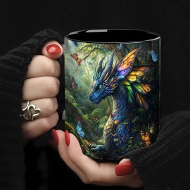 1peça Caneca de café de cerâmica de arte de dragão, 11oz Copo de porcelana para café, chá, leite, água, cerveja - Ideal para Ano Novo, Natal, Páscoa, Dia dos Namorados, Aniversário, Presentes de Escritório