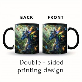 1peça Caneca de café de cerâmica de arte de dragão, 11oz Copo de porcelana para café, chá, leite, água, cerveja - Ideal para Ano Novo, Natal, Páscoa, Dia dos Namorados, Aniversário, Presentes de Escritório
