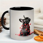Caneca de Café 1pc, Caneca de cerâmica de 11 onças com padrão de Buldogue Francês e coração - perfeita para chá, leite e água - ideal para o Dia dos Namorados, Natal, Ação de Graças e presentes de aniversário (11oz)