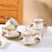 Conjunto de xícaras de cappuccino com pires, xícara de café e pires empilháveis de cerâmica de 8.5 oz com detalhes em dourado, conjunto de xícaras de café turco para duplo espresso, conjunto de xícaras de chá com 6 unidades