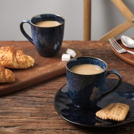 Conjunto de Canecas Vicrays, 12 Onças, Caneca Cerâmica para Homens e Mulheres, Canecas Esmaltadas Únicas com Alça para Café, Chá, Leite, Chocolate, Cereal - Conjunto de 6 (azul)