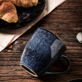 Conjunto de Canecas Vicrays, 12 Onças, Caneca Cerâmica para Homens e Mulheres, Canecas Esmaltadas Únicas com Alça para Café, Chá, Leite, Chocolate, Cereal - Conjunto de 6 (azul)