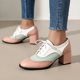 Mulheres Sapatos Oxford Vintage com Cadarço e Bico de Asa - Ponta Fina, Formais & Casuais, Vermelho/Preto - Palmilha Acolchoada e Sola Antiderrapante em Borracha - Calçado Profissional para Todas as Estações, Sapatos Elegantes com Acabamento Polido