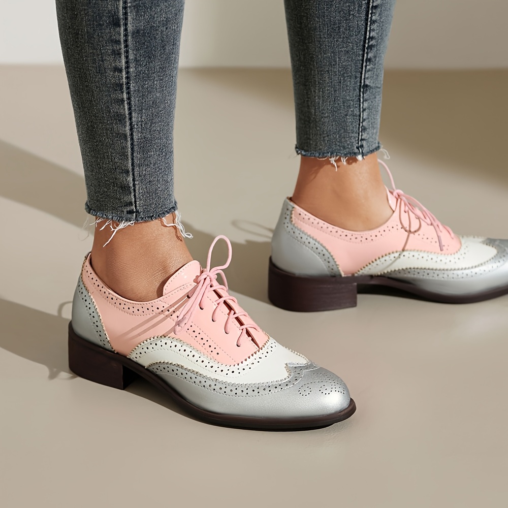 Sapatos Brogue Femininos, Calçados Diários Elegantes, Retro Oxford, Plataformas, Confortáveis, Com Cordões, Baixos, Casuais, Versáteis, Respiráveis, Para Mulheres.