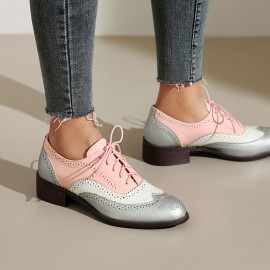 Sapatos Brogue Femininos, Calçados Diários Elegantes, Retro Oxford, Plataformas, Confortáveis, Com Cordões, Baixos, Casuais, Versáteis, Respiráveis, Para Mulheres.