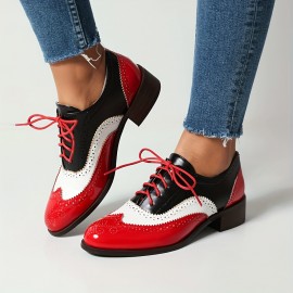 Sapatos Brogue Femininos, Calçados Diários Elegantes, Retro Oxford, Plataformas, Confortáveis, Com Cordões, Baixos, Casuais, Versáteis, Respiráveis, Para Mulheres.
