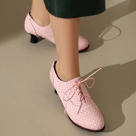 Calçados Elegantes Femininos para Escritório e Festa - Palmilha Acolchoada & Sola Antiderrapante de Borracha - Fechamento com Cadarço - Calçado Formal e Casual para Todas as Estações - Capa Sintética PU (Preto/Acento Vermelho) - Eventos Profissionais e No