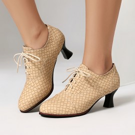 Calçados Elegantes Femininos para Escritório e Festa - Palmilha Acolchoada & Sola Antiderrapante de Borracha - Fechamento com Cadarço - Calçado Formal e Casual para Todas as Estações - Capa Sintética PU (Preto/Acento Vermelho) - Eventos Profissionais e No