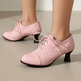 Calçados Elegantes Femininos para Escritório e Festa - Palmilha Acolchoada & Sola Antiderrapante de Borracha - Fechamento com Cadarço - Calçado Formal e Casual para Todas as Estações - Capa Sintética PU (Preto/Acento Vermelho) - Eventos Profissionais e No