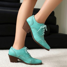Mulheres Sapatos Mary Jane Vintage com Cadarço e Salto Bloco - Detalhe Brogue Quadrado, Cabedal Sintético PU & Sol de Borracha, Oxford para Uso Casual e Formal, Calçados Clássicos e Duráveis, Design Elegante para o Dia a Dia, Qualidade em Artesanato, Idea