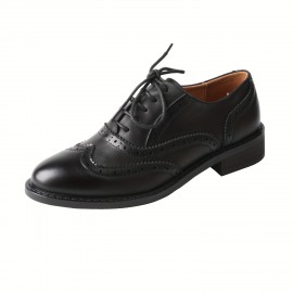 TMA EYES Novo Versátil Elegante Retro Clássico Entalhado Sapatos de Mulheres de Sola Grossa Respirável Salto Grosso Loafers