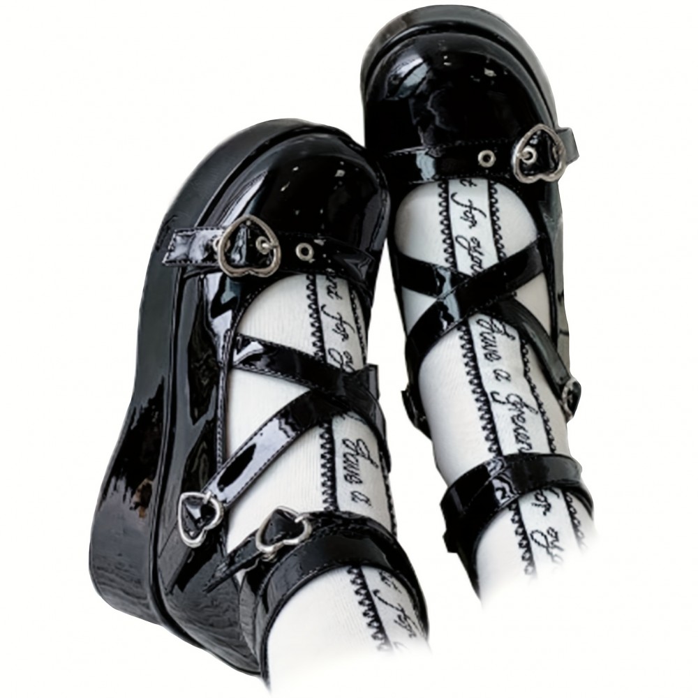 Elegantes Sapatos de Salto Alto Mary Jane para Mulheres - Sapatos Sociais de Cor Sólida para Todas as Estações com Enfeite de Laço, Sola de Borracha Antiderrapante, Ponta Lisa, Parte Superior/Micromalha/Meia Interna em Microfibra - Oxford Plataforma Estil