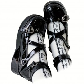 Elegantes Sapatos de Salto Alto Mary Jane para Mulheres - Sapatos Sociais de Cor Sólida para Todas as Estações com Enfeite de Laço, Sola de Borracha Antiderrapante, Ponta Lisa, Parte Superior/Micromalha/Meia Interna em Microfibra - Oxford Plataforma Estil