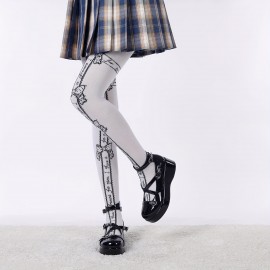 Elegantes Sapatos de Salto Alto Mary Jane para Mulheres - Sapatos Sociais de Cor Sólida para Todas as Estações com Enfeite de Laço, Sola de Borracha Antiderrapante, Ponta Lisa, Parte Superior/Micromalha/Meia Interna em Microfibra - Oxford Plataforma Estil