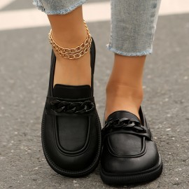 Sapatos Oxford preto clássico para mulher - Flexíveis, Sola de Borracha, Almofada de Tecido, Conforto para Todas as Estações, Design Elegante com Fivela, Calçado Casual | Sapatos com Fivela | Construção Flexível