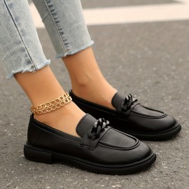 Sapatos Oxford preto clássico para mulher - Flexíveis, Sola de Borracha, Almofada de Tecido, Conforto para Todas as Estações, Design Elegante com Fivela, Calçado Casual | Sapatos com Fivela | Construção Flexível
