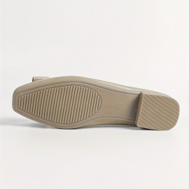 Novo Vintage Cor Sólida Dedo Quadrado V-Forma Decoração de Arco Sapatos Macios Slip-On, Confortáveis e Versáteis para Todas as Estações, Adequados para o Trabalho.