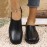 Loafers Pretos Femininos com Capa Falsa - Sapatos Confortáveis de Calçar sem Cadarço com Bico Redondo e Faixa Elástica, Versáteis para Todas as Estações