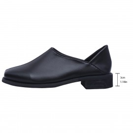 Loafers Pretos Femininos com Capa Falsa - Sapatos Confortáveis de Calçar sem Cadarço com Bico Redondo e Faixa Elástica, Versáteis para Todas as Estações