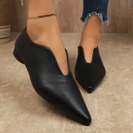 1 Par de Sapatos Oxford Pretos Elegantes para Mulheres - Confortáveis com Ponta, Sola Macia, Calçado para Todas as Estações com Tira Decorativa no Tornozelo, Botas Elegantes | Sapatos com Ponta | Textura Suave