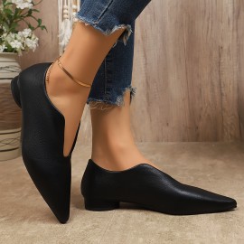 1 Par de Sapatos Oxford Pretos Elegantes para Mulheres - Confortáveis com Ponta, Sola Macia, Calçado para Todas as Estações com Tira Decorativa no Tornozelo, Botas Elegantes | Sapatos com Ponta | Textura Suave