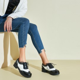 Mulheres Lacinhos Sapatilhas Vintage Plataforma Sola Grosso Wingtip Sapatilhas Para Mulheres Dedo Redondo Brogue Sapatilhas Para Escritório