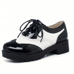 Mulheres Lacinhos Sapatilhas Vintage Plataforma Sola Grosso Wingtip Sapatilhas Para Mulheres Dedo Redondo Brogue Sapatilhas Para Escritório