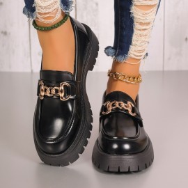 Sandálias Femininas Slip-On - Sapatos Elegantes com Capa Sintética PU, Solado Antiderrapante de Borracha, Palmilha Acolchoada - Pretas para Escritório e Dia a Dia, Fácil Limpeza e Baixa Manutenção, Design Confortável e Estiloso