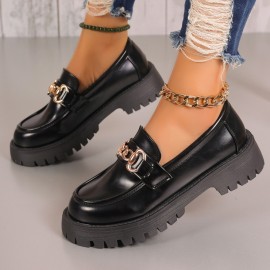 Sandálias Femininas Slip-On - Sapatos Elegantes com Capa Sintética PU, Solado Antiderrapante de Borracha, Palmilha Acolchoada - Pretas para Escritório e Dia a Dia, Fácil Limpeza e Baixa Manutenção, Design Confortável e Estiloso