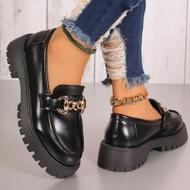 Sandálias Femininas Slip-On - Sapatos Elegantes com Capa Sintética PU, Solado Antiderrapante de Borracha, Palmilha Acolchoada - Pretas para Escritório e Dia a Dia, Fácil Limpeza e Baixa Manutenção, Design Confortável e Estiloso