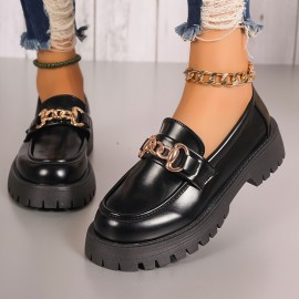 Sandálias Femininas Slip-On - Sapatos Elegantes com Capa Sintética PU, Solado Antiderrapante de Borracha, Palmilha Acolchoada - Pretas para Escritório e Dia a Dia, Fácil Limpeza e Baixa Manutenção, Design Confortável e Estiloso