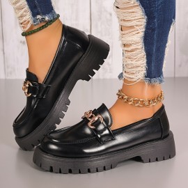 Sandálias Femininas Slip-On - Sapatos Elegantes com Capa Sintética PU, Solado Antiderrapante de Borracha, Palmilha Acolchoada - Pretas para Escritório e Dia a Dia, Fácil Limpeza e Baixa Manutenção, Design Confortável e Estiloso