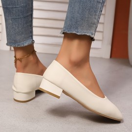 Sapatos de mulher casual sem atacadores - Microfibra macia, salto baixo, bico quadrado, sapatos confortáveis para todas as estações, calçado casual | Sapatos elegantes | Calçado confortável