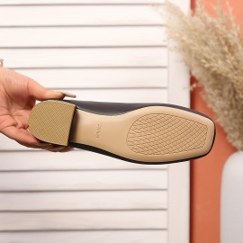 Sapatos de mulher casual sem atacadores - Microfibra macia, salto baixo, bico quadrado, sapatos confortáveis para todas as estações, calçado casual | Sapatos elegantes | Calçado confortável