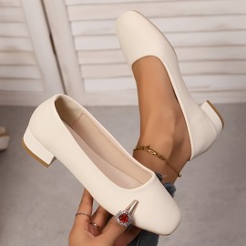Sapatos de mulher casual sem atacadores - Microfibra macia, salto baixo, bico quadrado, sapatos confortáveis para todas as estações, calçado casual | Sapatos elegantes | Calçado confortável