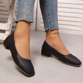 Sapatos de mulher casual sem atacadores - Microfibra macia, salto baixo, bico quadrado, sapatos confortáveis para todas as estações, calçado casual | Sapatos elegantes | Calçado confortável