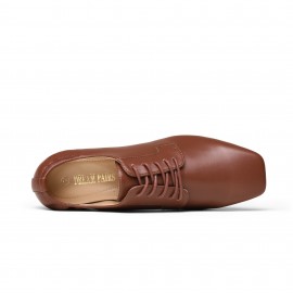 Sapatos Oxford Clássicos Vintage Femininos de Salto Grosso Fechado com Cadarço e Bico Quadrado Baixo - Elegantes e Formais da Marca Vintage