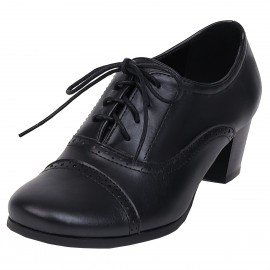Sapatos de senhora com biqueira perfurada, atacadores de renda, salto médio, estilo vintage, salto bloco, sapatos de trabalho, vestidos