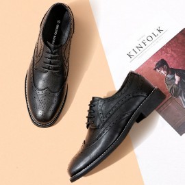 Oxfords Clássicos Femininos com Cadarço, Brogue de Asa Formal para Negócios, Confortáveis e Duráveis, Estilo Versátil