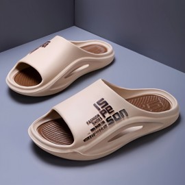 Chinelos Unissex de Tamanho Grande com Corte Baixo para Uso Externo - Sola PVC Antiderrapante Macia e Confortável, Design Slip-On & Estampa de Letras para Interior/Exterior - Sandálias Duráveis para Casa e Esporte para Homens e Mulheres, Deslizantes Espor