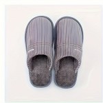 Pantufas Masculinas de Inverno Quentes e Confortáveis, Palmilha de Tecido Espesso de 1,18 polegadas, Sola de Borracha, Ajuste Universal, Estampa Listrada, Slides Fofos para Interior