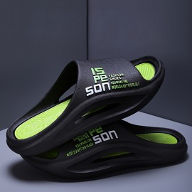 Novos Chinelos Casuais Masculinos Brancos e Vermelhos com Estampa de Letras em PVC - Antiderrapantes, Duráveis, Sem Odor, Sola Grossa Acolchoada Ultra Leves para Uso Interno/Externo em Todas as Estações, Sandálias Versáteis, Pantufas Elegantes, Confortáve