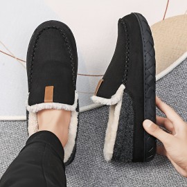 Chinelos Internos Forrados com Fleece SKYGRASS para Homens, Macios e Quentes Chinelos de Inverno com Camada Média de Espuma Viscoelástica, Sola Antiderrapante em TPR, Parte Superior em Tecido Respirável, Perfeitos para Noites de Descanso & Manhãs Preguiço