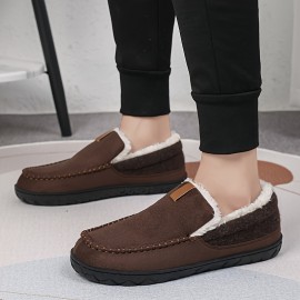 Chinelos Internos Forrados com Fleece SKYGRASS para Homens, Macios e Quentes Chinelos de Inverno com Camada Média de Espuma Viscoelástica, Sola Antiderrapante em TPR, Parte Superior em Tecido Respirável, Perfeitos para Noites de Descanso & Manhãs Preguiço