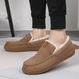 Chinelos Internos Forrados com Fleece SKYGRASS para Homens, Macios e Quentes Chinelos de Inverno com Camada Média de Espuma Viscoelástica, Sola Antiderrapante em TPR, Parte Superior em Tecido Respirável, Perfeitos para Noites de Descanso & Manhãs Preguiço