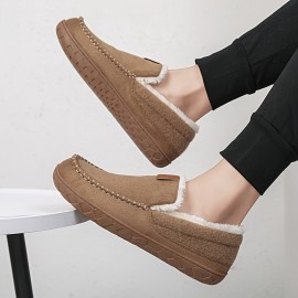 Chinelos Internos Forrados com Fleece SKYGRASS para Homens, Macios e Quentes Chinelos de Inverno com Camada Média de Espuma Viscoelástica, Sola Antiderrapante em TPR, Parte Superior em Tecido Respirável, Perfeitos para Noites de Descanso & Manhãs Preguiço