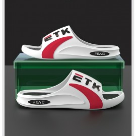 Novos Chinelos Masculinos de Alta Qualidade Antiderrapantes em PVC com Estampa de Letras Ousadas, Branco Marfim para Uso Interno/Externo - Presente Confortável para Marido ou Namorado, Calçado Esportivo Slip-on | Forro Aconchegante