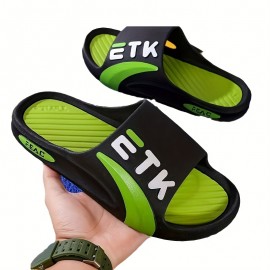 Novos Chinelos Masculinos de Alta Qualidade Antiderrapantes em PVC com Estampa de Letras Ousadas, Branco Marfim para Uso Interno/Externo - Presente Confortável para Marido ou Namorado, Calçado Esportivo Slip-on | Forro Aconchegante